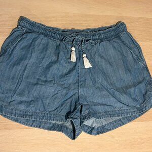 Vineyard Vines Chambray Pull-on Shorts Drawstring White Tassels